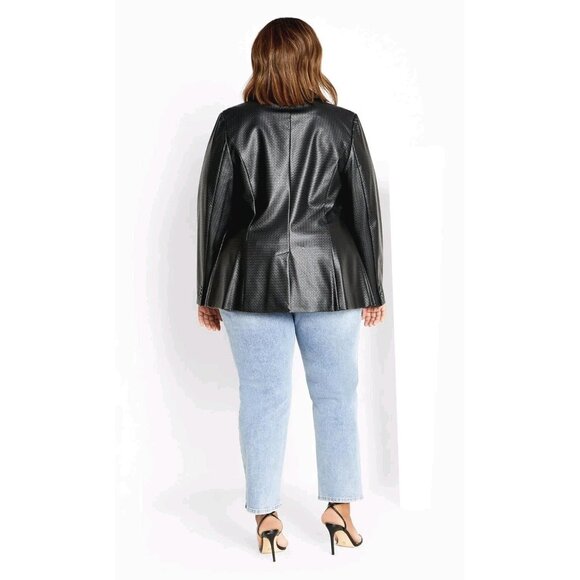 Women's Fallon Pu Jacket Faux Leather Black Women's Size US 16 - Picture 8 of 12
